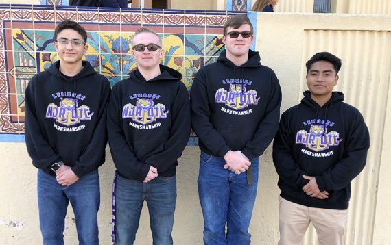 NJROTC marksmen left to right: Juan Torres-Thomas, Cole Williams, Mitchell Bonham, and Angelo Sangerman headed to Phoenix NJROTC Nationals.